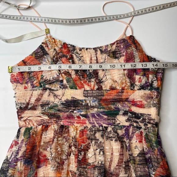 Anthropologie Maeve Mackenzie Spaghetti Strap Dress Floral Mesh Overlay, Size 0 - Picture 14 of 15